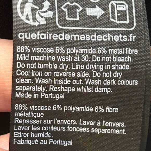 ALLSAINTS women's black silver metallic Rita stripe oversize tee size S - Picture 9 of 9